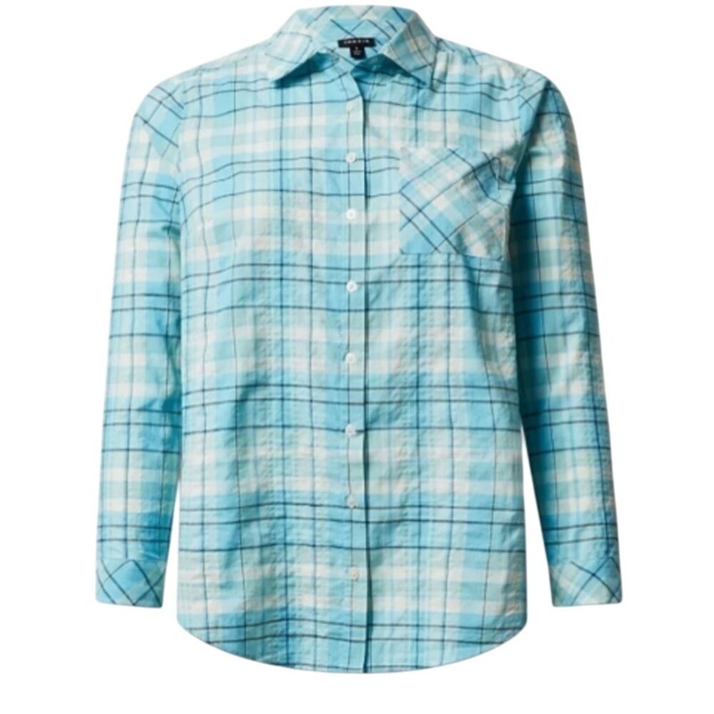 Torrid Lizzie Button Down Women's Plus Size 2X Blue Plaid Flannel Shirt Coastal
